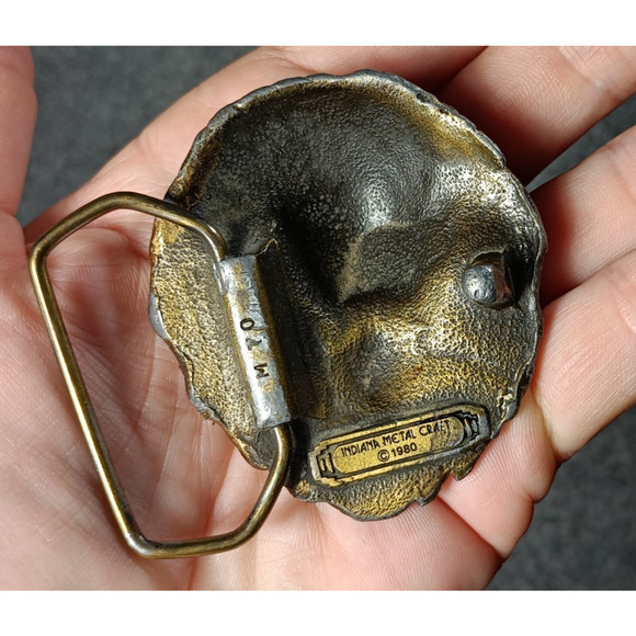 Indiana Metal Craft Lion Head Belt Buckle Vintage 1980s Heavy Cast Rustic - Picture 8 of 10